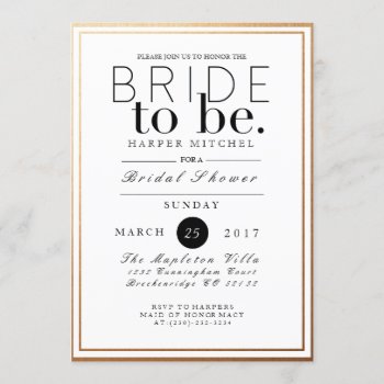 Chic & Formal Bridal Shower | Gold Foil Invite by RedefinedDesigns at Zazzle