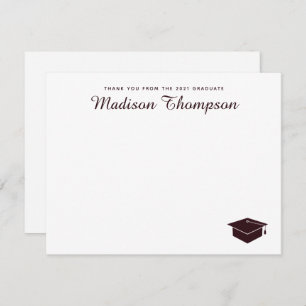 Chic Formal Burgundy Script Graduation Cap Note Card