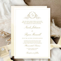 Chic Formal Champagne Monogram, Watercolor Wedding