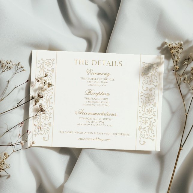 Chic Formal Ecru Scrollwork Border Wedding Enclosure Card (Creator Uploaded)