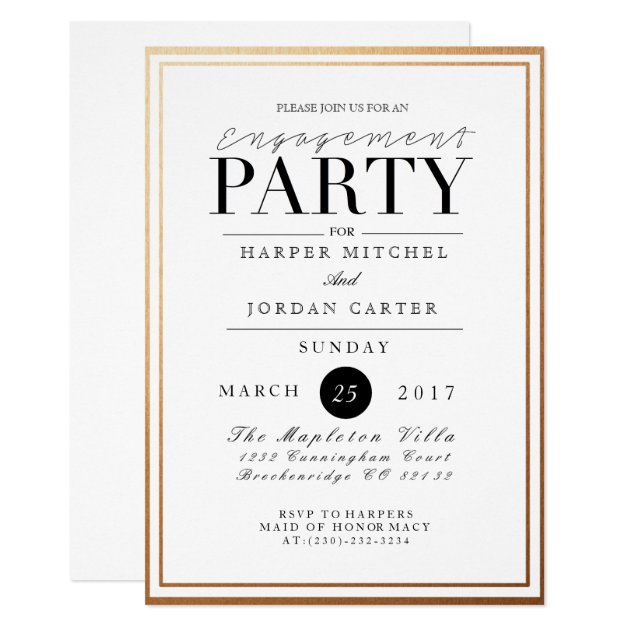 Chic & Formal Engagement Party | Gold Foil Invite