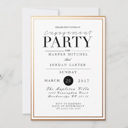 Chic &amp; Formal Engagement Party | Gold Foil Invite