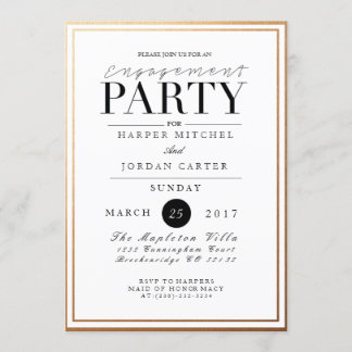Chic & Formal Engagement Party | Gold Foil Invite