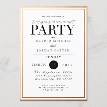 Chic & Formal Engagement Party | Gold Foil Invite by RedefinedDesigns at Zazzle