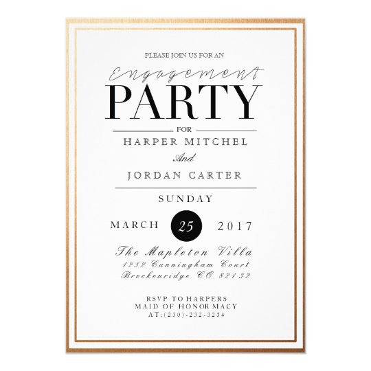 chic formal engagement party gold foil invite zazzle com
