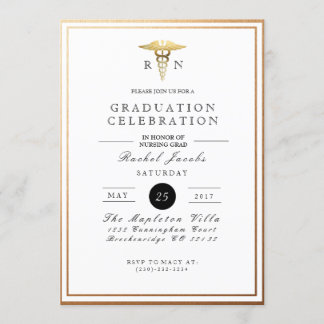 Chic & Formal Nursing Graduate | Gold Foil Invite