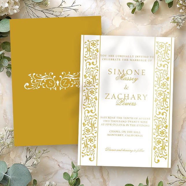 Chic Formal Scrollwork Border Wedding Foil Invitation (Creator Uploaded)