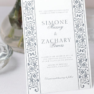 Chic Formal Scrollwork Border Wedding Letterpress Photo Cards