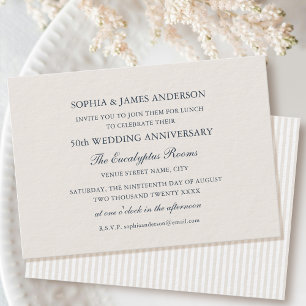 Chic Formal Wedding Anniversary 50th Ecru Lunch Invitation