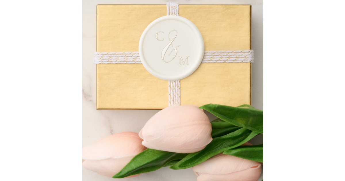 Initial Sticker Chic Chic Formal Wedding Couple Initial Wax Seal Sticker | Zazzle