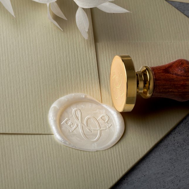 Chic Formal Wedding Simple Wax Seal Stamp (Chic Formal Wedding Simple Wax Seal Stamp Zoom In)