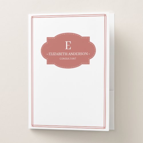 Chic Frame Personalized Business with Monogram Pocket Folder