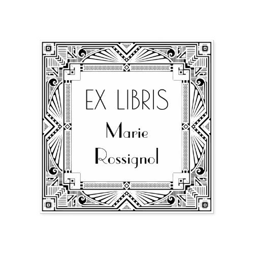 Chic French Art Deco Type Personal Name Ex Libris Rubber Stamp