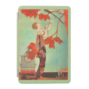Chic French Art Nouveau Parrot Birdcage Garden Art iPad Mini Cover