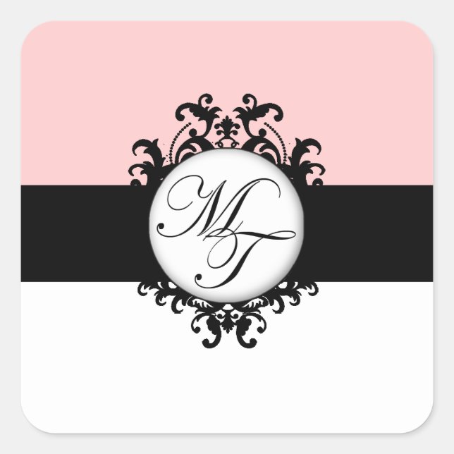 Chic French Black Monograms MT Damask Labels (Front)