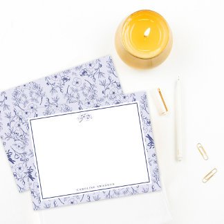 Chic French Blue Florals Note Card