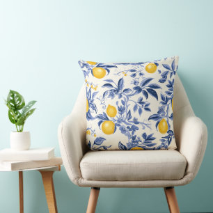 Chic French Blue Romance Throw Pillow