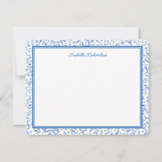 Chic French Blue Stipple Pattern Note Card