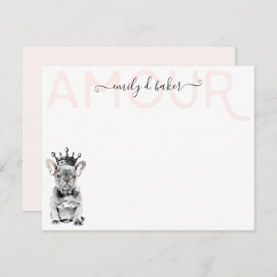 Chic French Bulldog Frenchie Love Royal Stationery Note Card