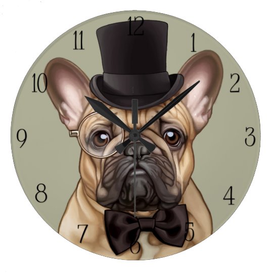 Chic French Bulldog Large Clock Zazzle