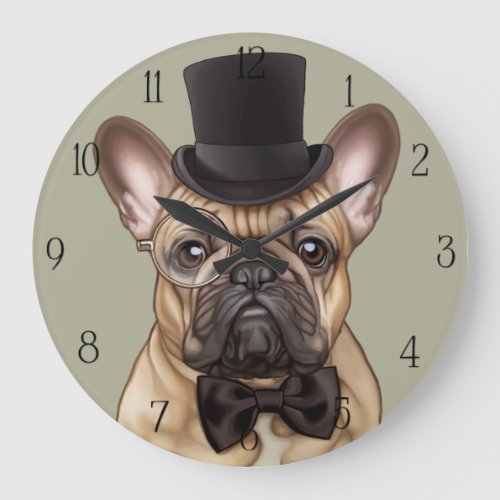 Chic French Bulldog Large Clock