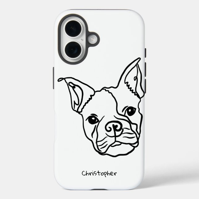 Chic French Bulldog Line Art: Edit Your Text Case-Mate iPhone Case (Back)