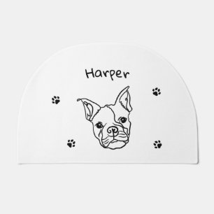 Chic French Bulldog Line Art: Edit Your Text Doormat