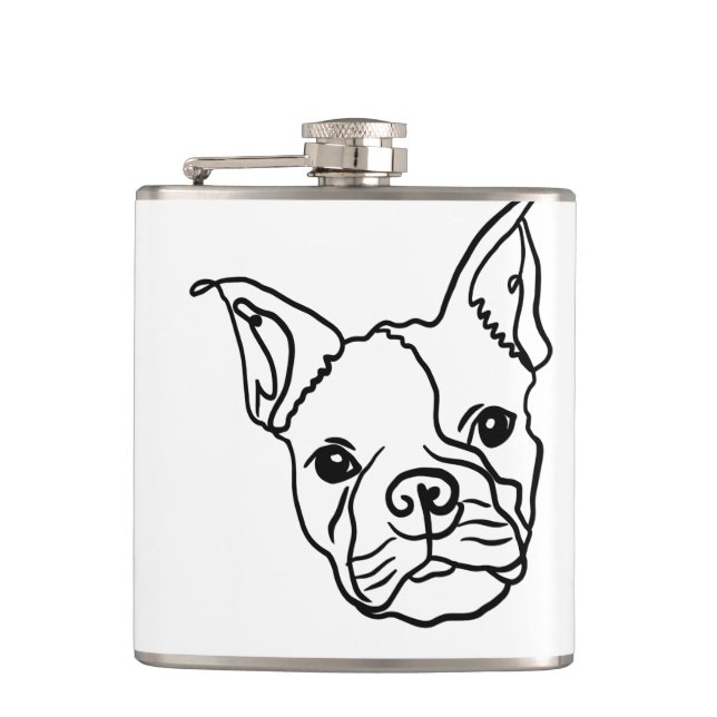 Chic French Bulldog Line Art: Edit Your Text Flask (Front)