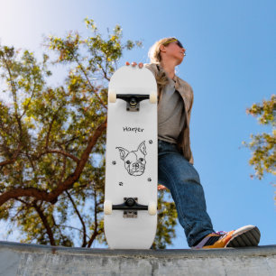 Chic French Bulldog Line Art: Edit Your Text Skateboard