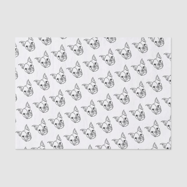 Chic French Bulldog Line Art: Edit Your Text Tissue Paper (Front)