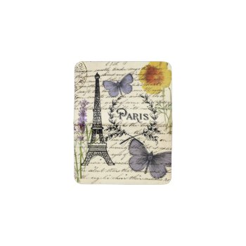 Chic French Butterfly Scripts Paris Eiffel Tower Card Holder by CHICELEGANT at Zazzle