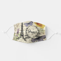 chic french butterfly scripts paris eiffel tower cloth face mask