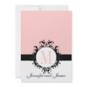 Chic French Damask Monogram M Wedding Invitation invitation