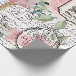 Chic French decoupage style with floral stamps DIY Wrapping Paper