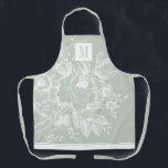 Chic French Farmhouse Peony Monogram Light Green Apron<br><div class="desc">Personalize this chic,  modern adult apron with your monogram! This elegant apron has your custom initials on a gorgeous light green floral peony vintage french farmhouse design.</div>