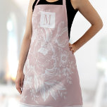 Chic French Farmhouse Peony Monogram Light Pink Apron<br><div class="desc">Personalize this chic,  modern adult apron with your monogram! This elegant apron has your custom initials on a gorgeous light pink floral peony vintage french farmhouse design.</div>