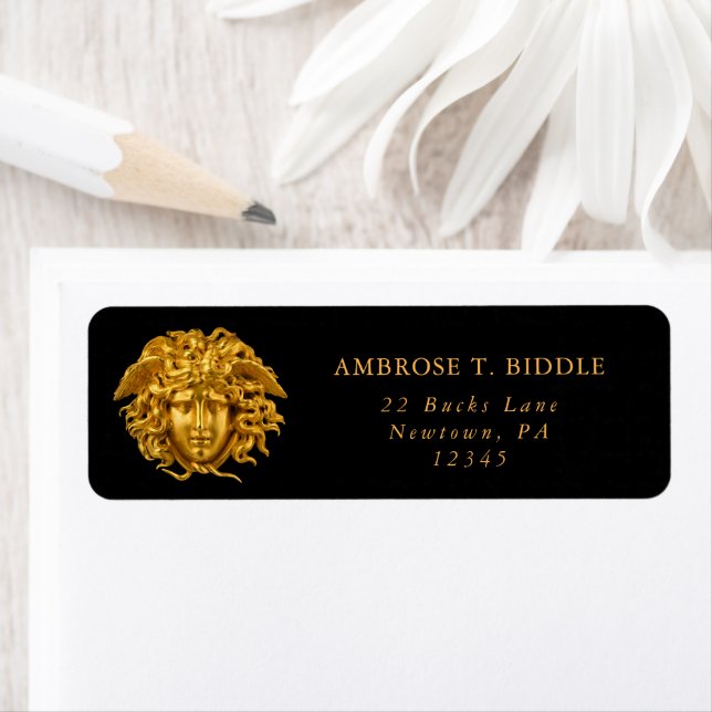 Chic French Fine Art Haute Couture Medusa Mask Label (Insitu)