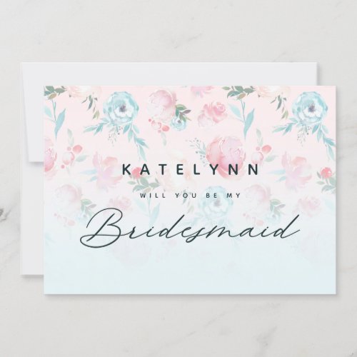 Chic French Garden Floral Bridesmaid Proposal Card