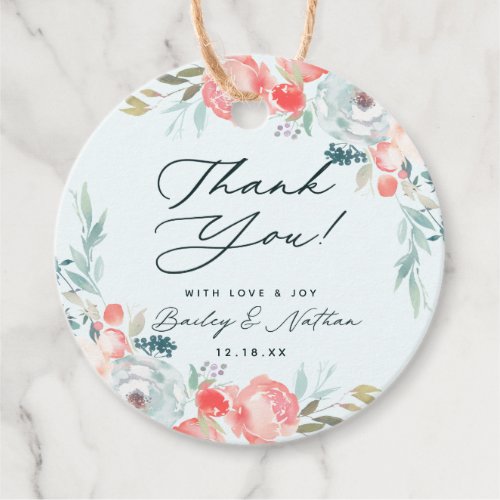 Chic French Garden Floral Peony  Wedding Thank You Favor Tags