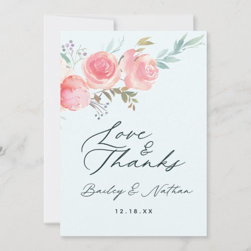 Chic French Garden Floral Wedding Love and Thanks Thank You Card