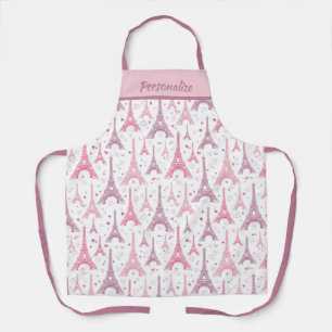 Chic French Paris Eiffel Tower Pink Purple Design Apron