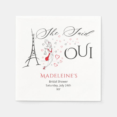 Chic French Parisian She Said Oui Bridal Shower Napkins