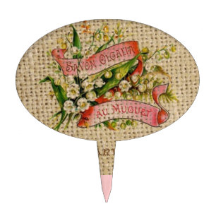 Chic french scripts victorian floral wreath Paris Cake Topper