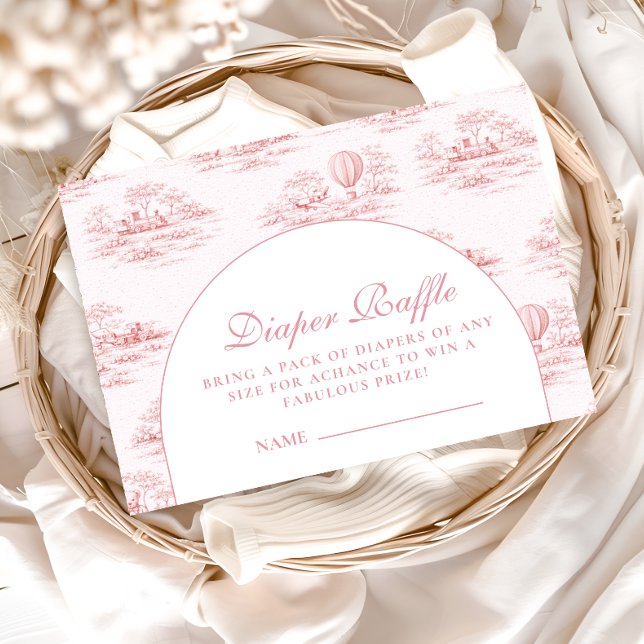 Chic French Toile Baby Shower Diapper Raffle Enclosure Card (Creator Uploaded)