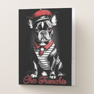 Chic Frenchie: Stylish French Bulldog Design for T Pocket Folder
