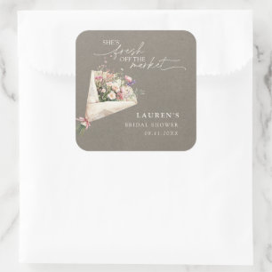 Chic Fresh Off the Market Floral Farmer's Market Square Sticker