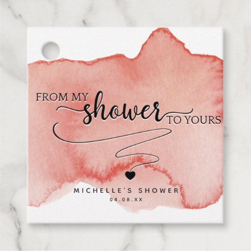 Chic From my Shower to Yours Blush Rose Gold Favor Tags