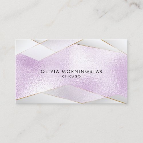 Chic Frosted Lilac Glass Gold White Facets Business Card