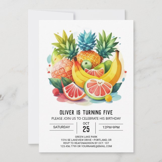 Chic Fruity Banana Birthday Invitation (Front)