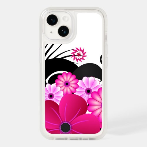 Chic Fuchsia Magenta Pink Floral Hibiscus Flowers OtterBox iPhone 14 Case